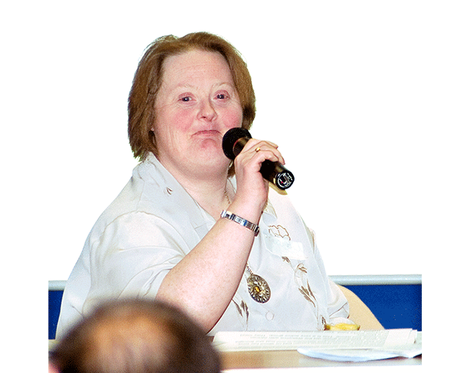 Image of a woman with a microphone