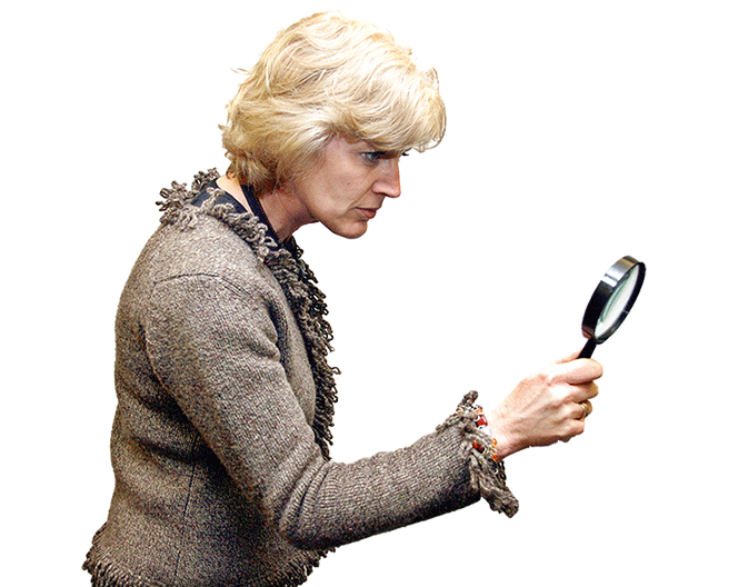 Image of a woman with a magnifying glass