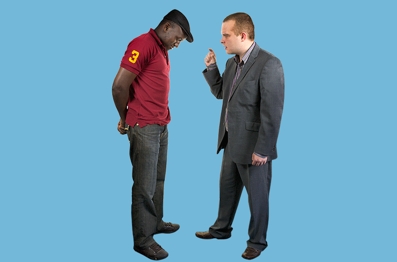 man being told off