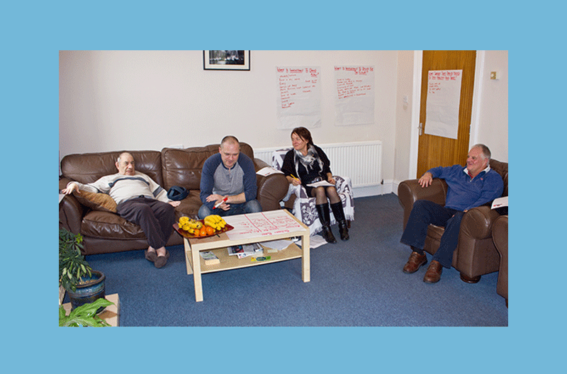 group writing together