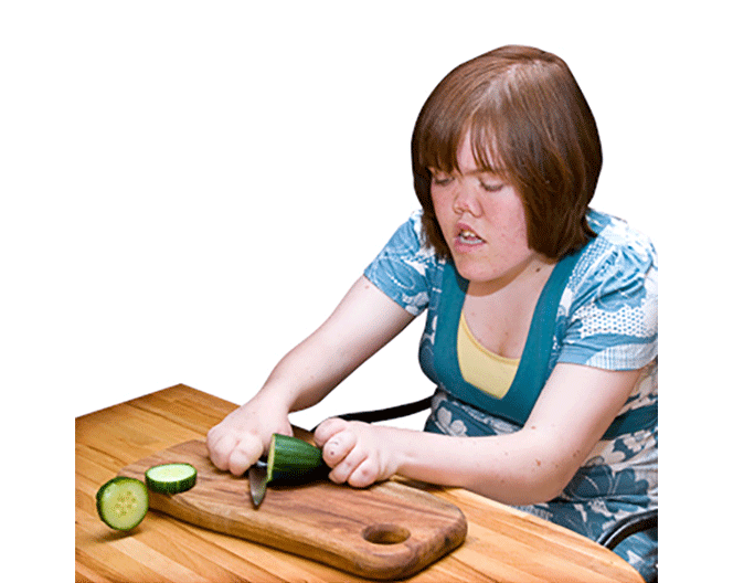 An image of someone chopping food